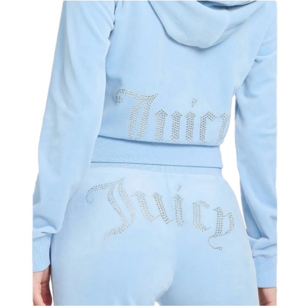 Juicy Couture Sky Blue Bling Velour Set Size L